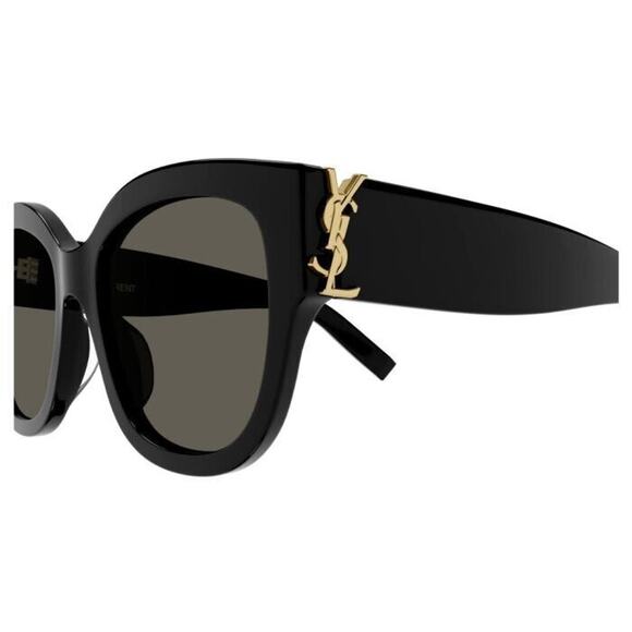 Saint Laurent SL M95/F 001 Black Gold Dark Grey Lenses Sunglasses AUTHENTIC